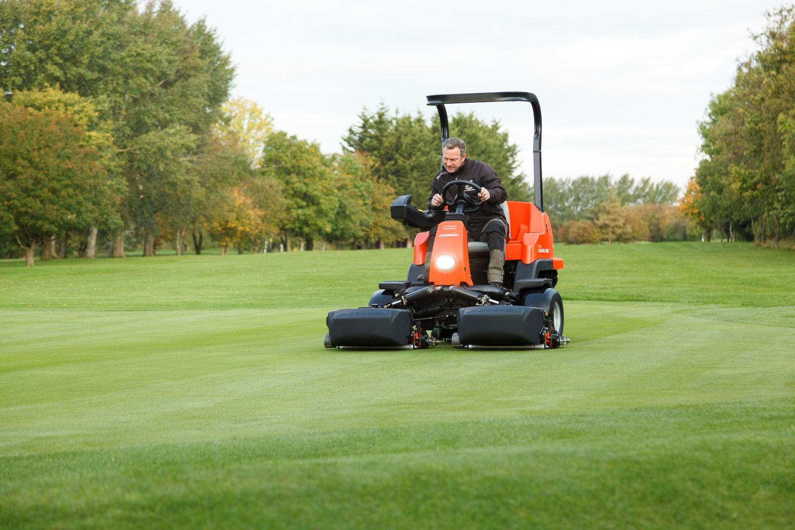 Mower on grass