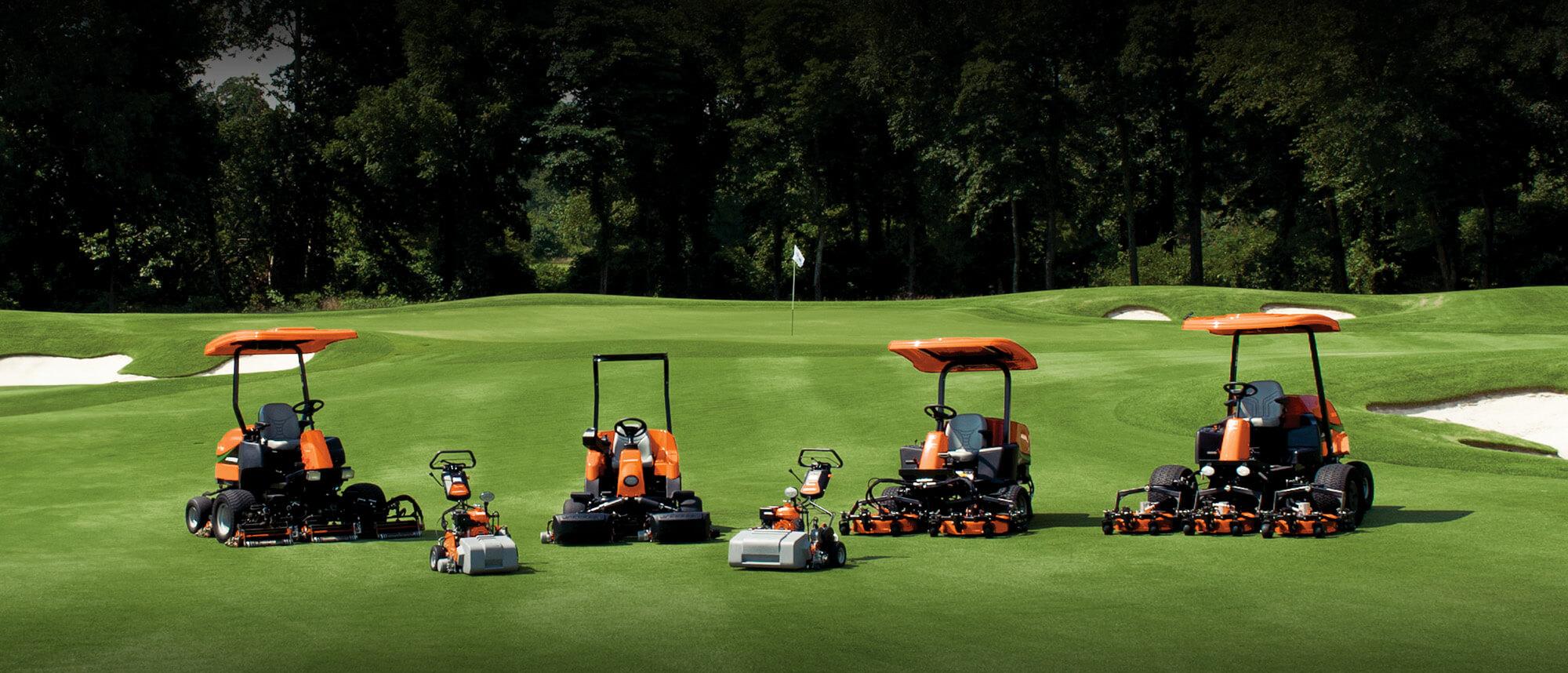 mowers on a golf course